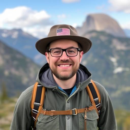 Elias Vance, co-founder of Trailblazer Adventures, with a backdrop of mountains.